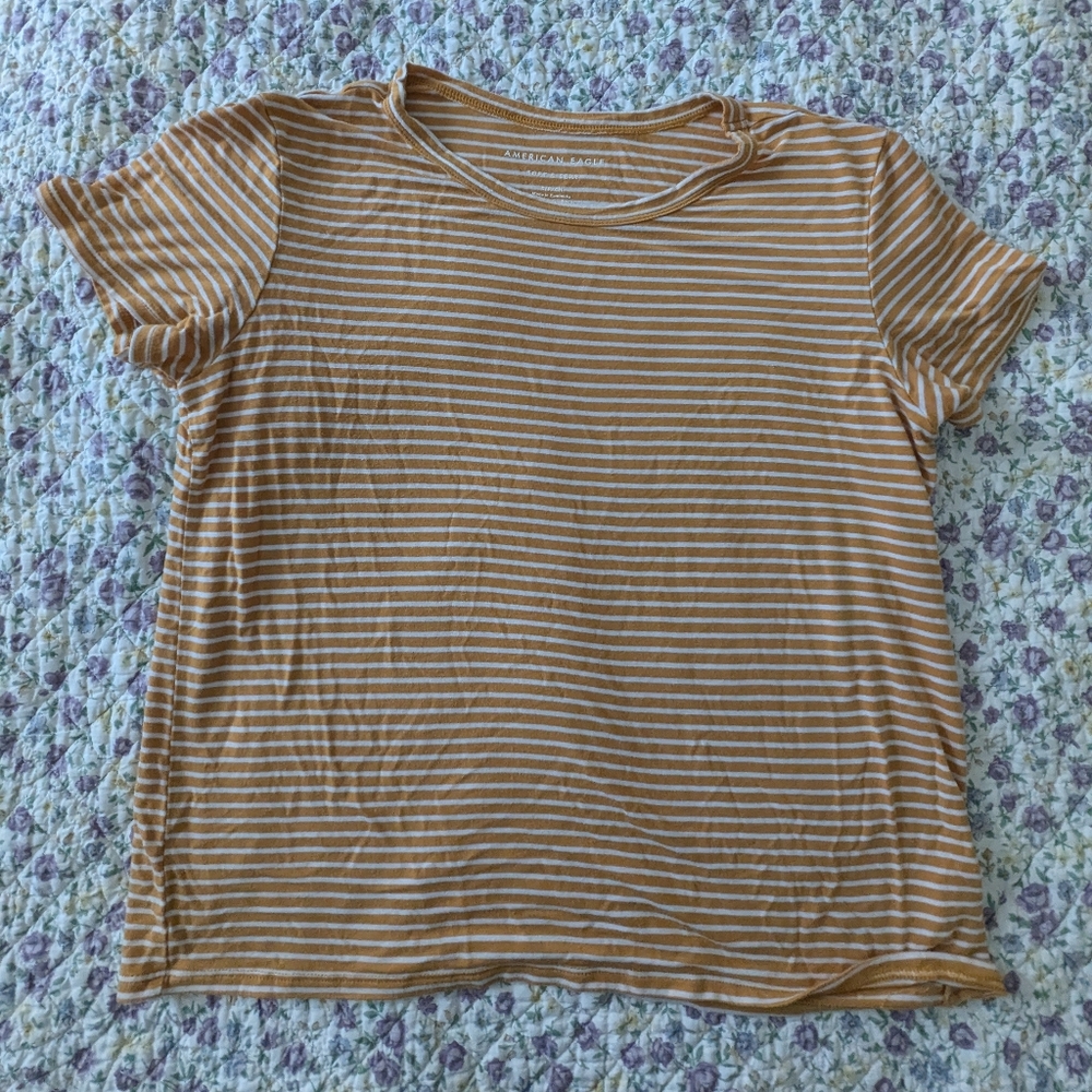 American Eagle Soft & Sexy Striped Shirt Mustard